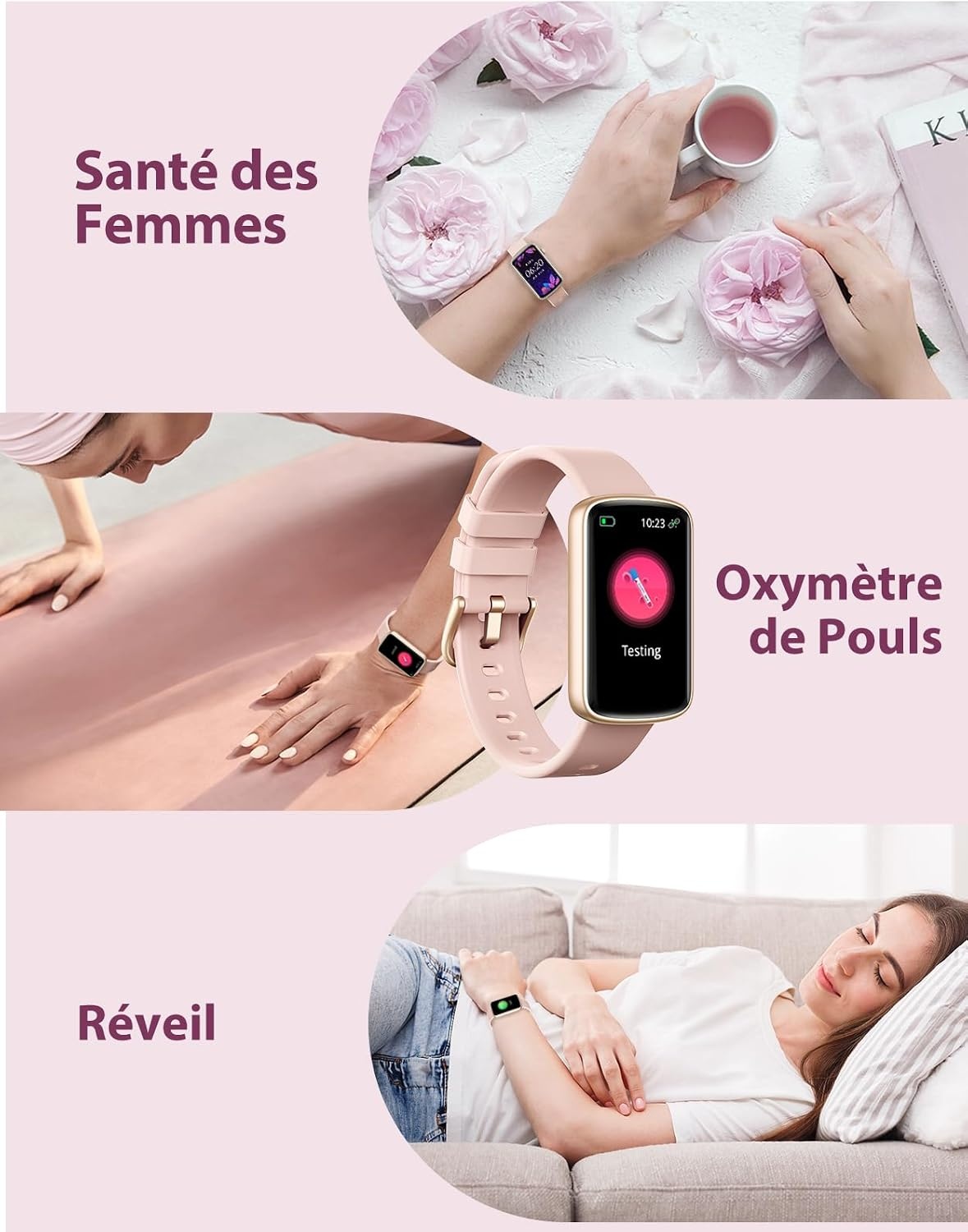 Montre connectée femme rose - 30% de remise - Suivi santé et sport