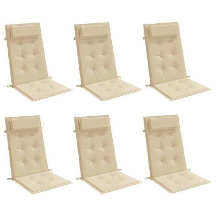 Vidaxl Lot de 6 coussins pour chaise haute beige - 120x50 cm - 34% de remise