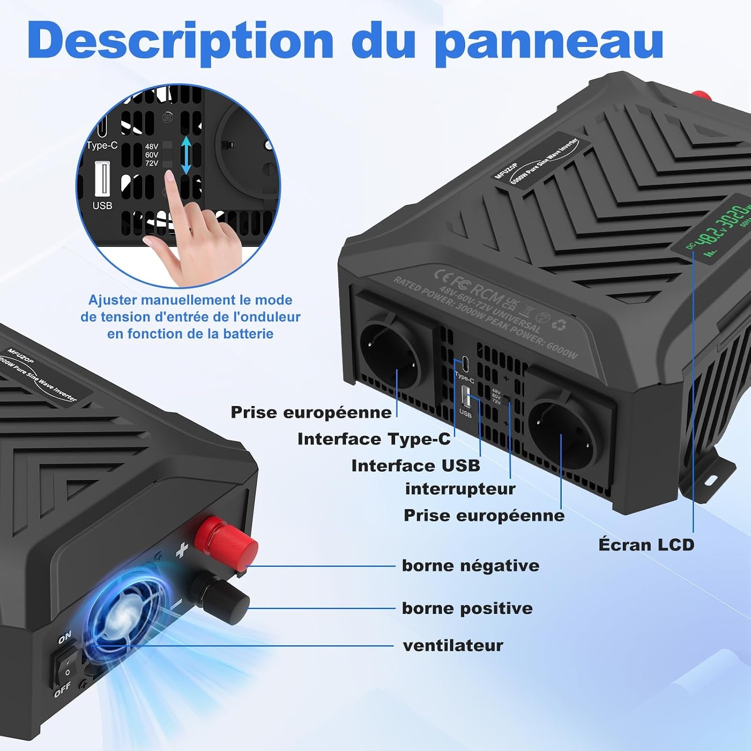 Convertisseur Pur Sinus 3000W 48V/60V/72V - 34% de remise