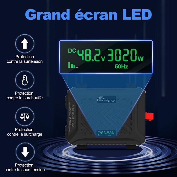 Convertisseur Pur Sinus 3000W 48V/60V/72V - 34% de remise