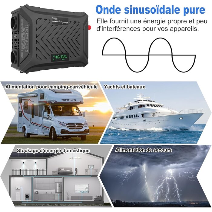 Convertisseur Pur Sinus 3000W 48V/60V/72V - 34% de remise