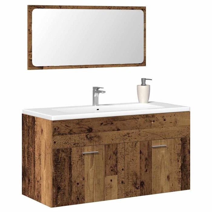Vidaxl Meuble salle de bain avec miroir bois ancien 90cm - 34% de remise