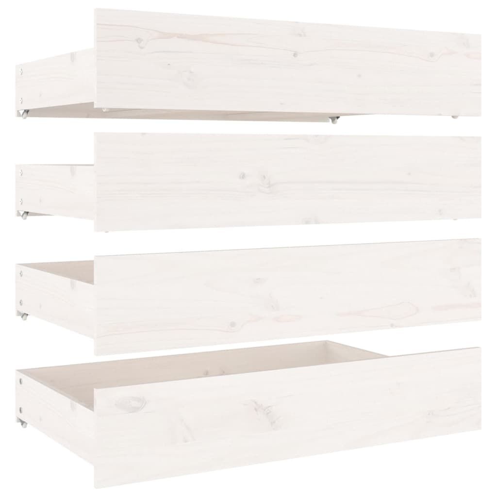 Vidaxl Lot de 4 tiroirs de lit en pin massif blanc - 95x57cm - 34% de remise