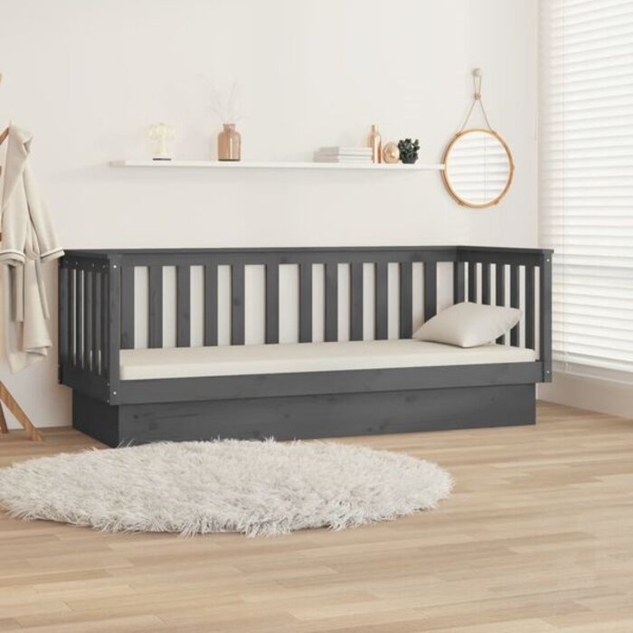 Vidaxl Canapé-lit en pin massif gris 75x190 cm - 34% de remise