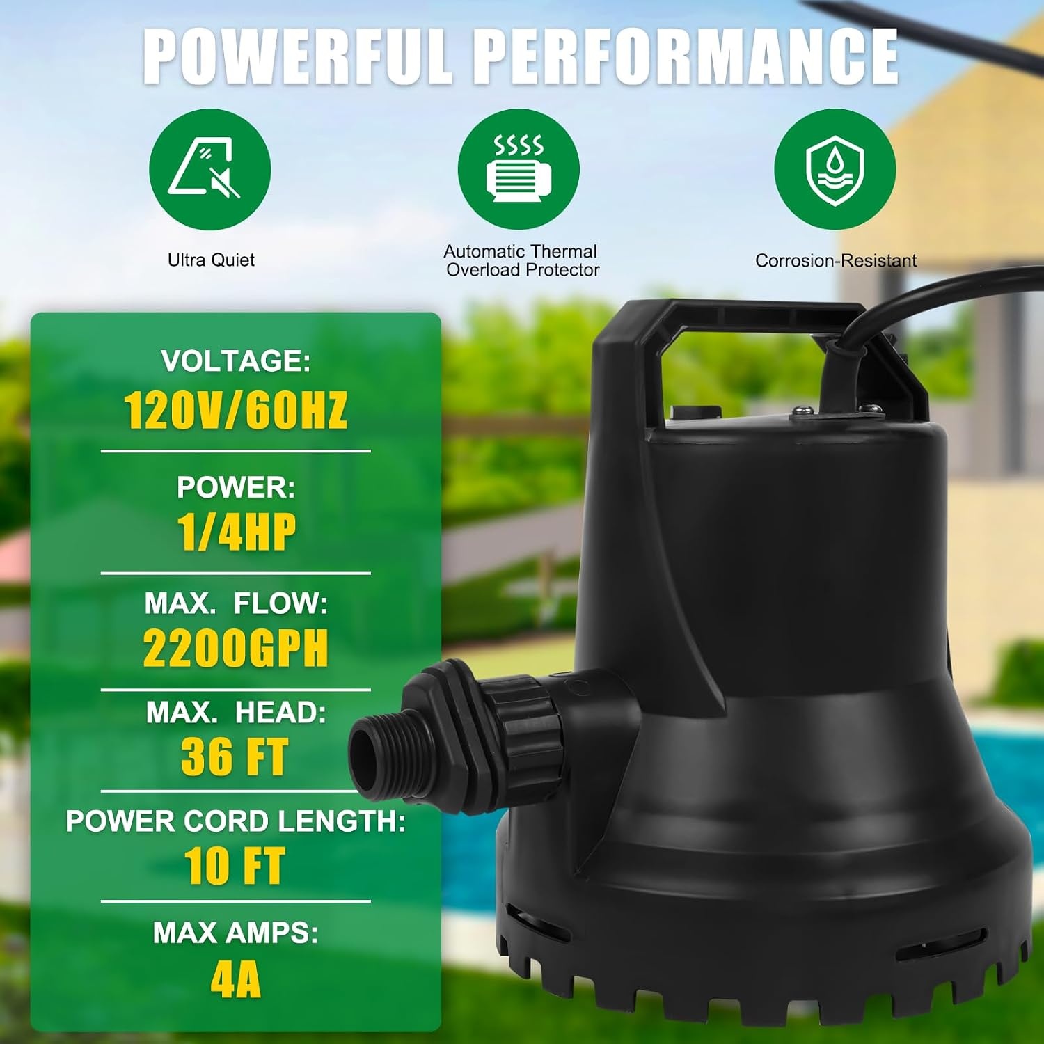 Pompe submersible 400W 8000L/h - 34% de remise