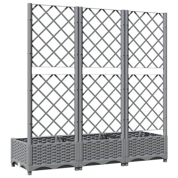Vidaxl Bac à plantes avec treillis 120x40x121,5 cm gris - 34% de remise
