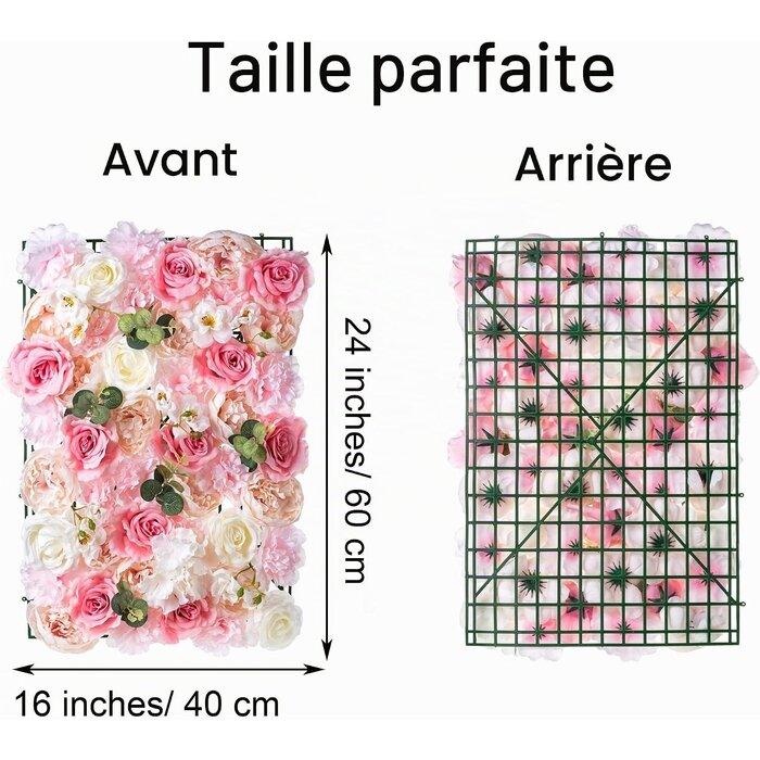 Lot de 12 panneaux muraux fleurs artificielles 60x40cm - 35% de remise