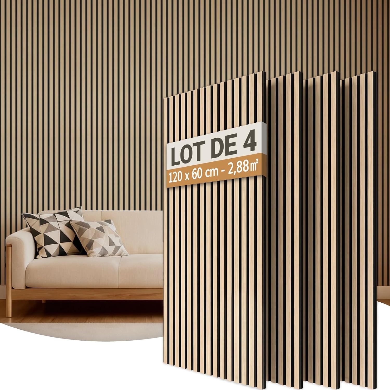 Panneaux muraux acoustiques bois 120x60cm - 2,88m² - 34% de remise
