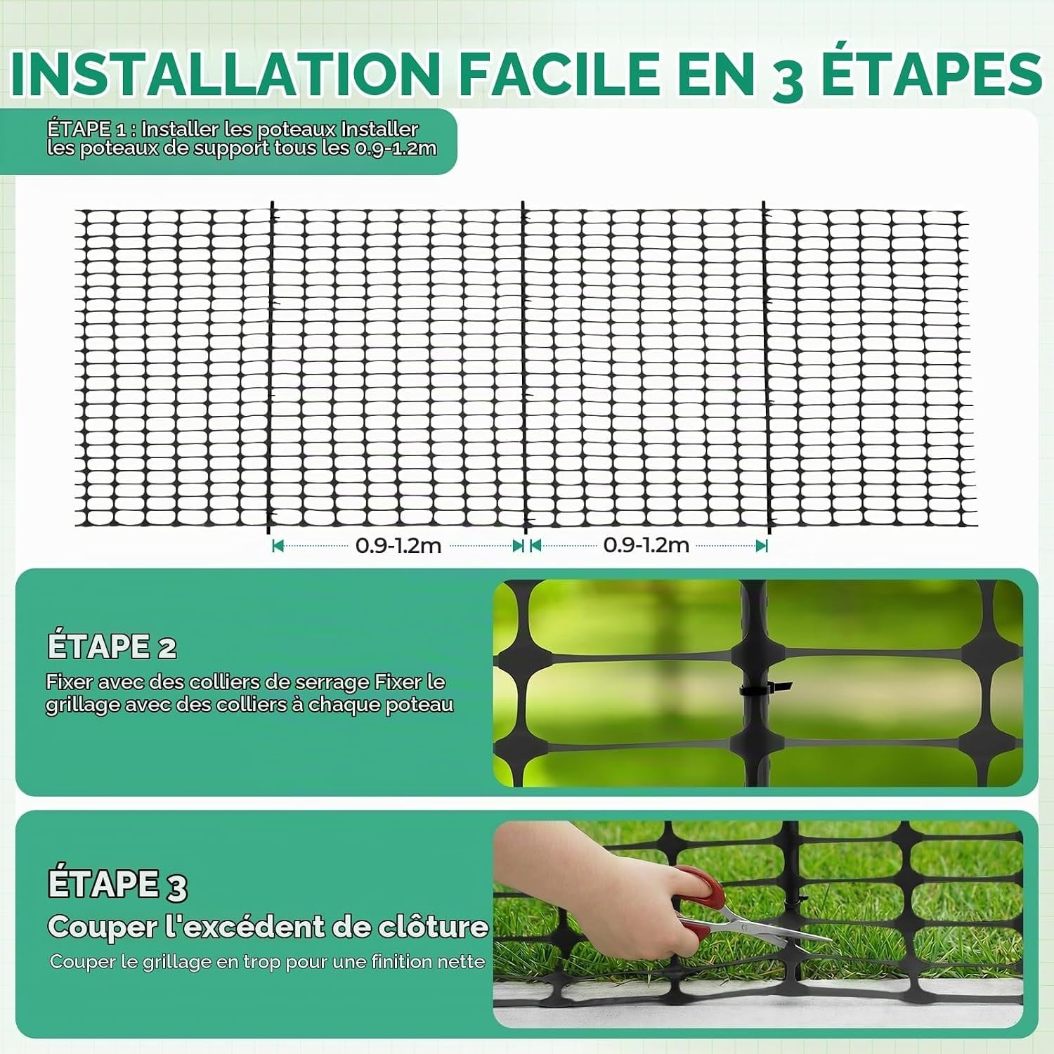 Amazon Clôture de jardin mobile 30m - 33% de remise - Kit complet avec 25 piquets