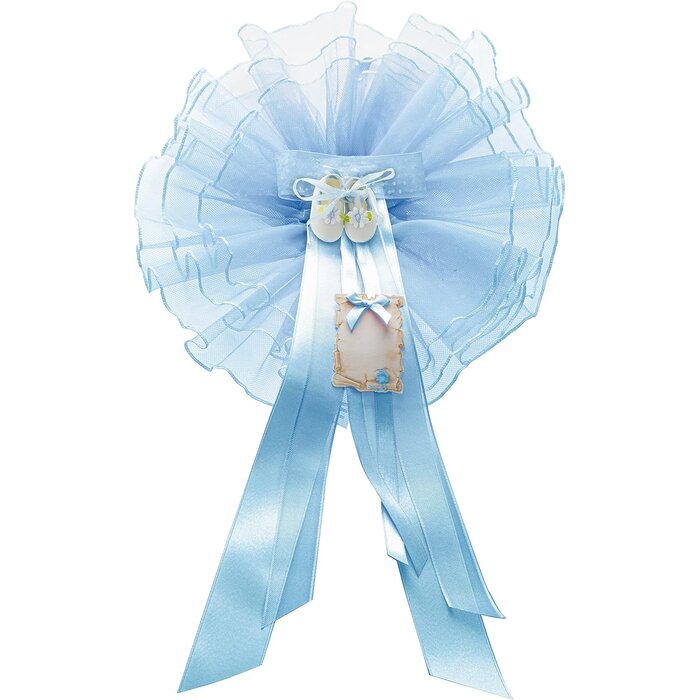 Nœud de naissance en tulle bleu avec chaussons - 25% de remise