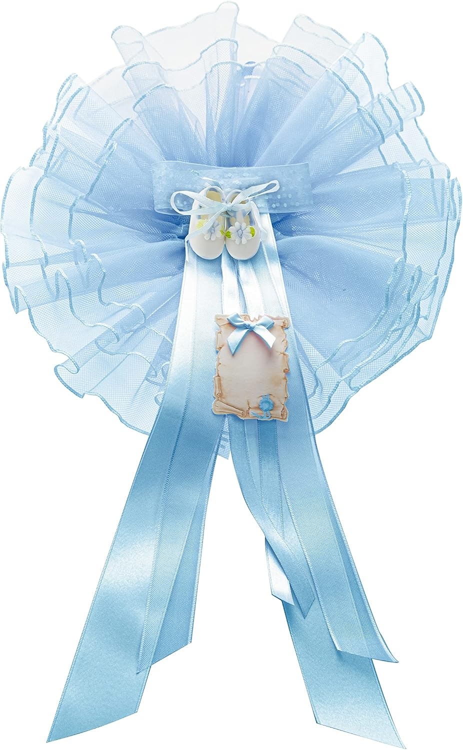 Nœud de naissance en tulle bleu avec chaussons - 25% de remise