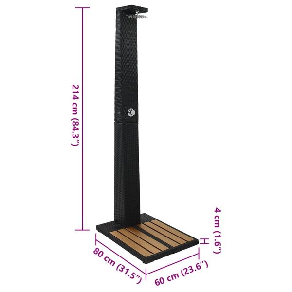 Vidaxl Douche de jardin en rotin PE et WPC - 35% de remise