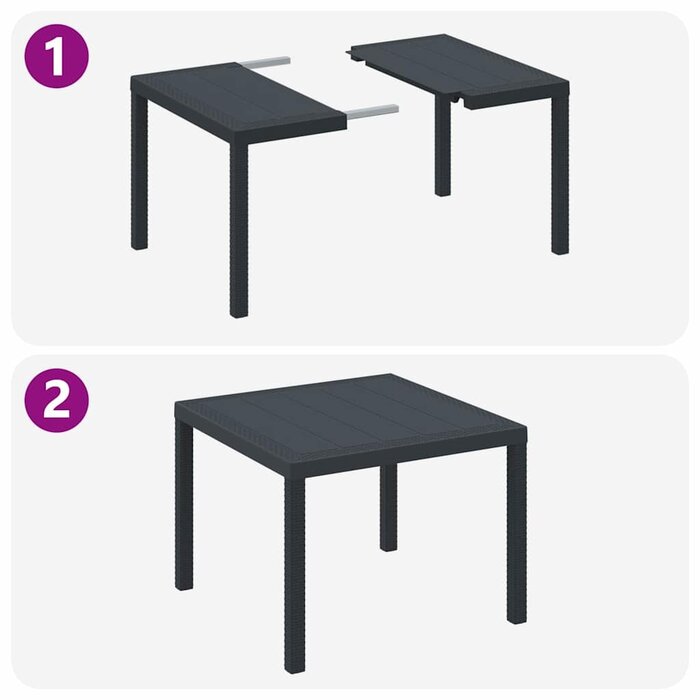 Vidaxl Table de jardin en polyrotin anthracite 100 x 100 cm - 34% de remise