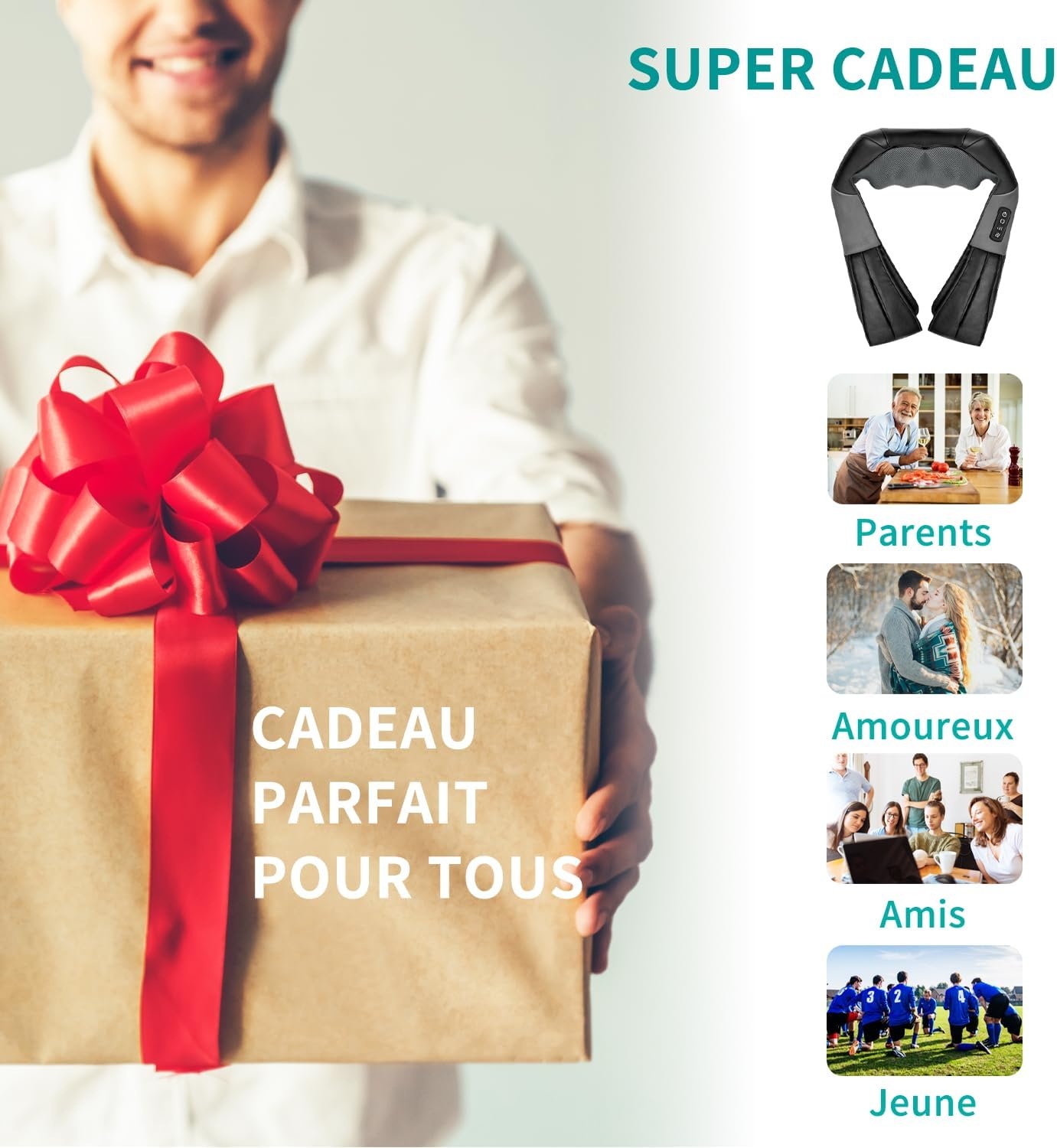 Appareil de massage Shiatsu 8 têtes avec chaleur - 33% de remise