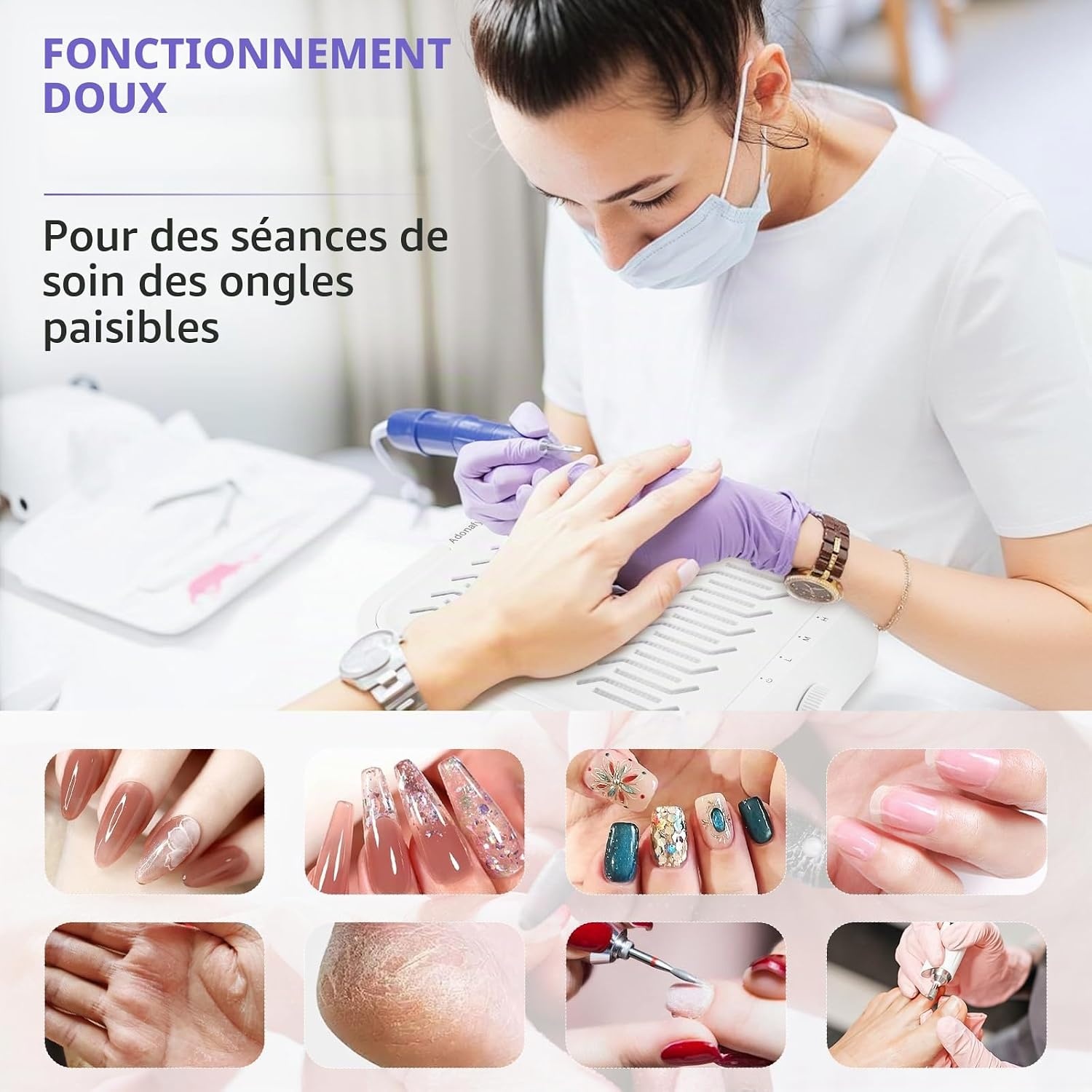 Aspirateur de poussière pour ongles 120W - 27% de remise - Blanc