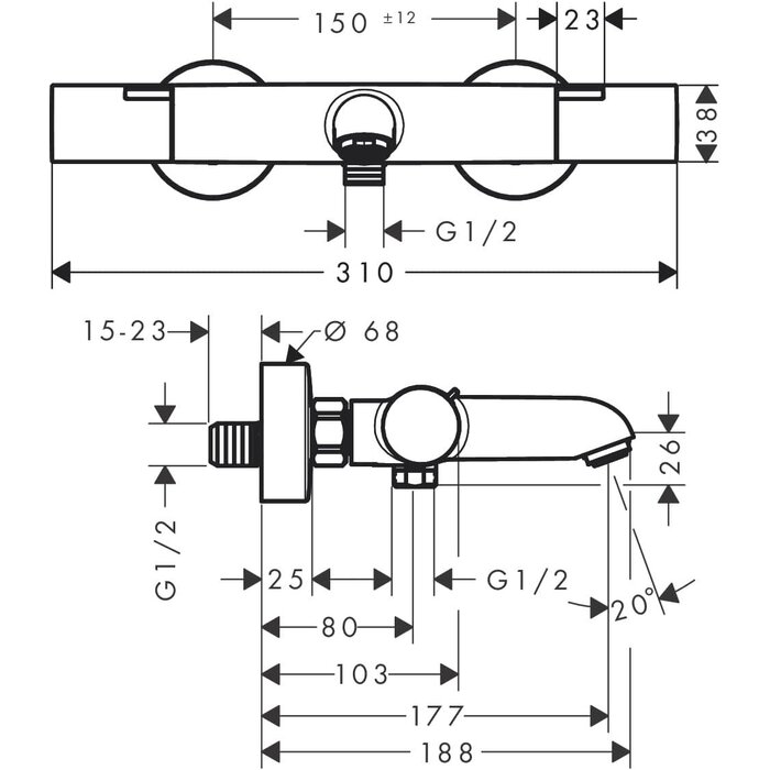 Mitigeur thermostatique de baignoire chromé - 35% de remise