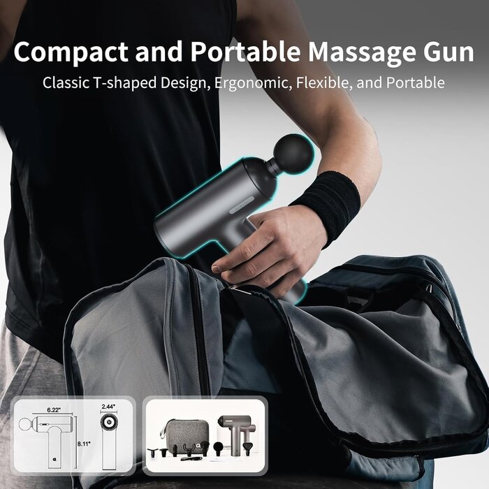 Pistolet de massage musculaire - 6 vitesses et 7 embouts - 33% de remise