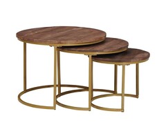 Vidaxl Lot de 3 tables basses gigognes bois et métal - 52% de remise