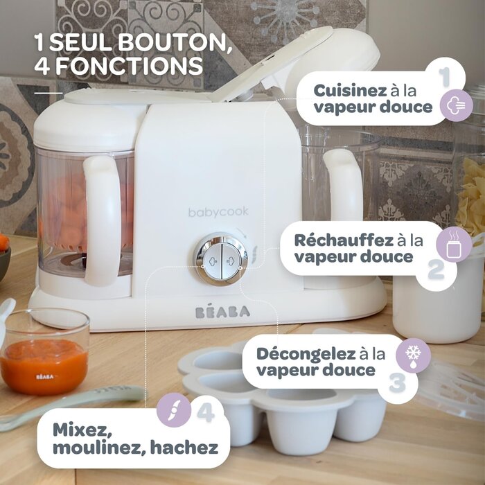Robot cuiseur bébé 4-en-1 2,2L - Blanc/Argent - 34% de remise