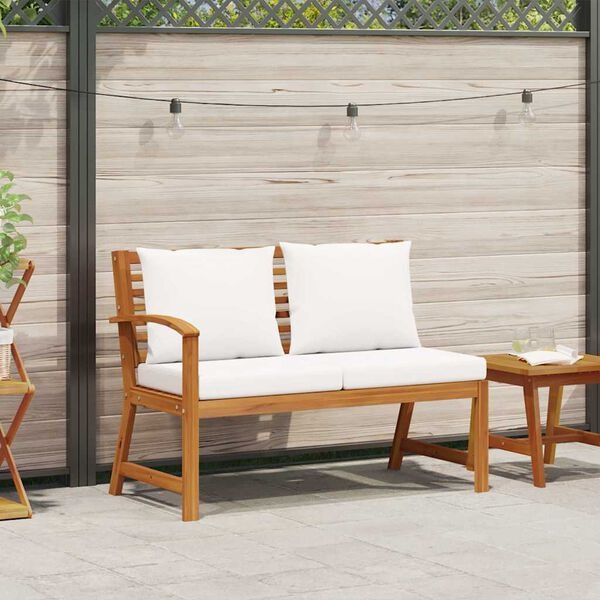 Vidaxl Banc de jardin en acacia 114,5 cm avec coussin crème - 35% de remise