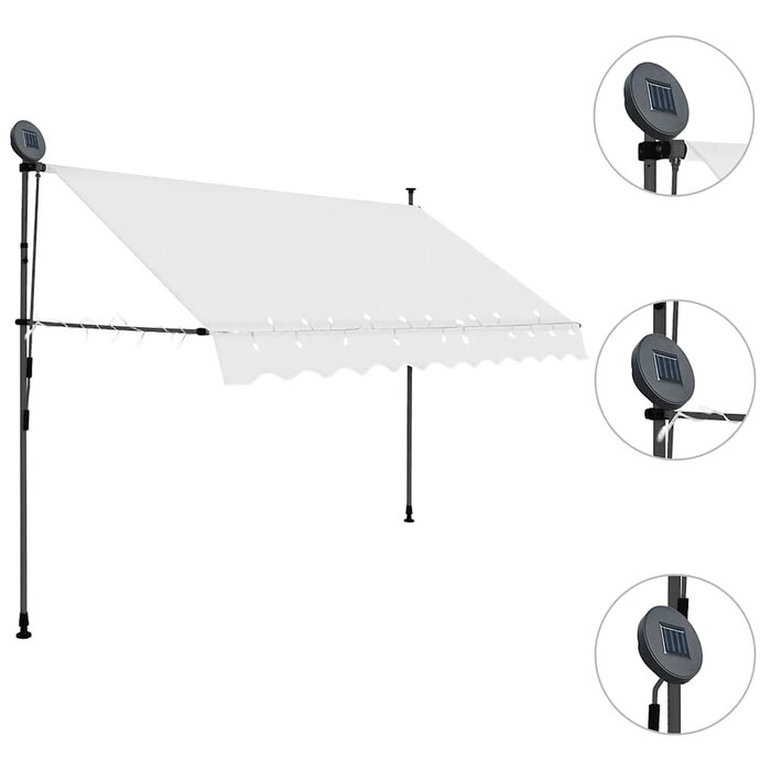 Vidaxl Auvent rétractable manuel avec LED 250 cm crème - 34% de remise