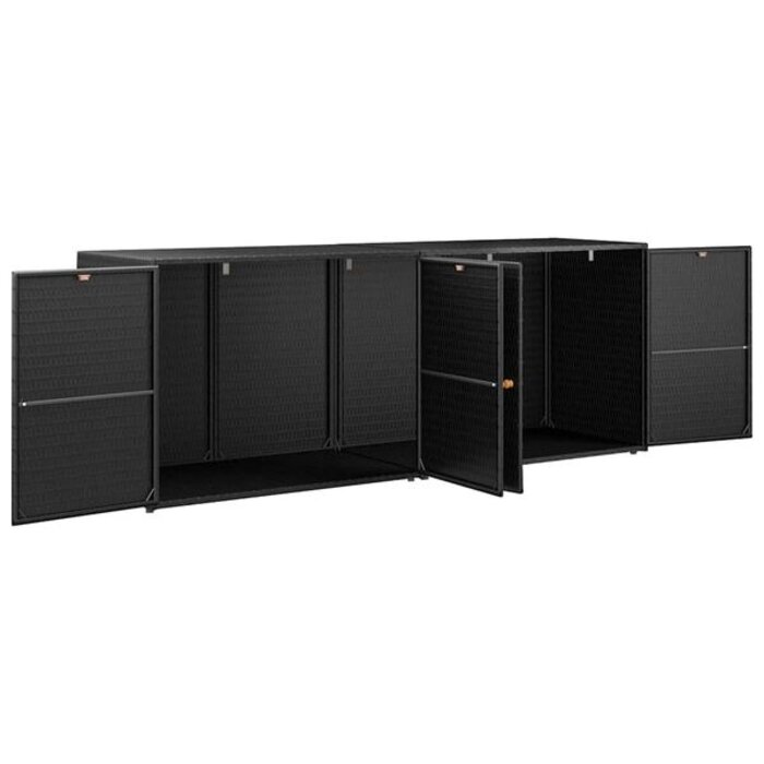 Vidaxl Armoire de jardin en résine tressée noire 198 cm - 35% de remise