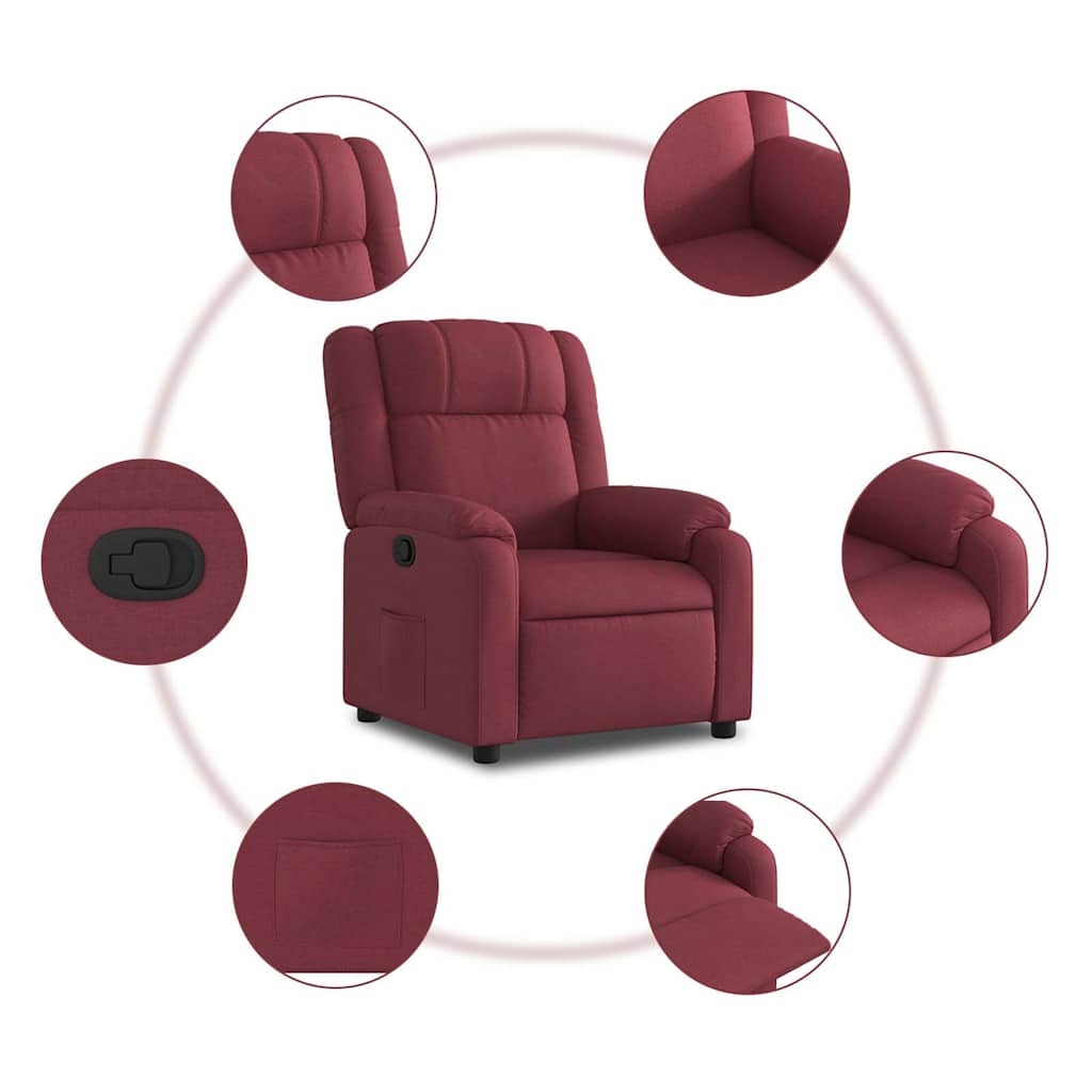 Vidaxl Fauteuil inclinable en tissu vin rouge - 29% de remise