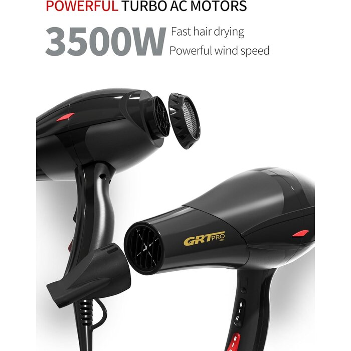 Sèche-cheveux ionique 3500W - 33% de remise - Accessoires inclus