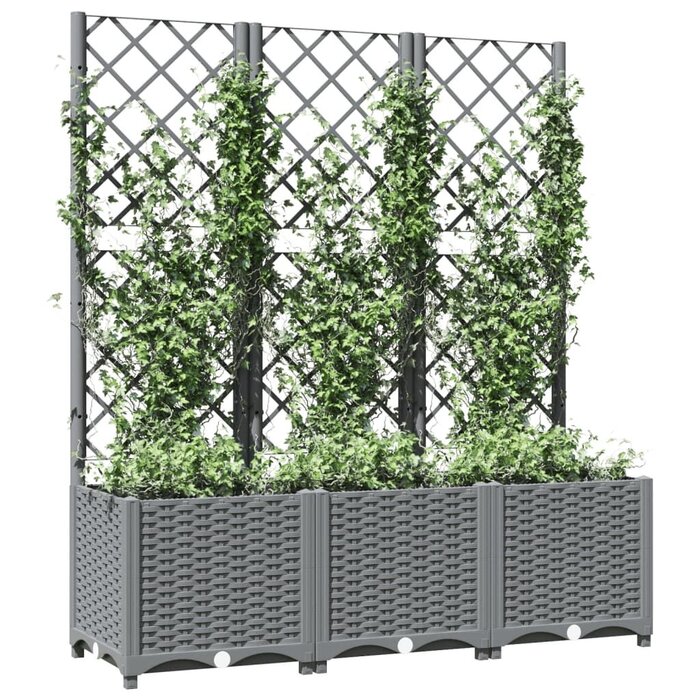Vidaxl Jardinière avec treillis 120x40x136 cm - Gris clair - 35% de remise