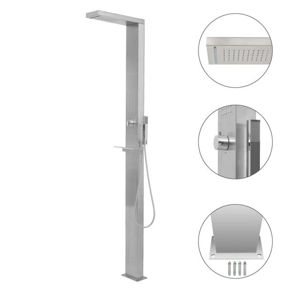 Vidaxl Douche de jardin carrée en inox - 35% de remise
