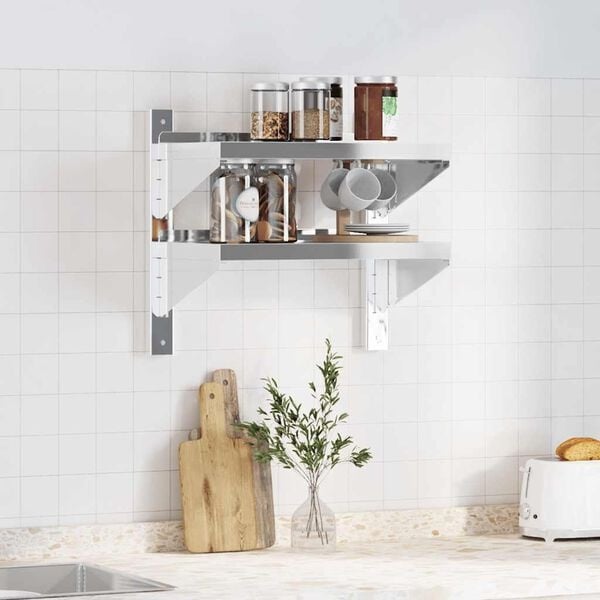 Vidaxl Étagère murale 2 niveaux en inox 50x30 cm - 33% de remise