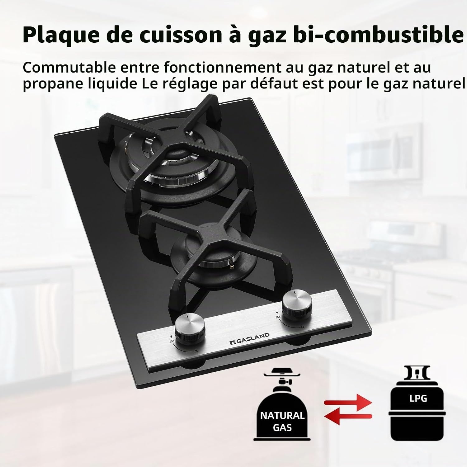 Table de cuisson gaz 2 foyers 30cm verre noir - 29% de remise