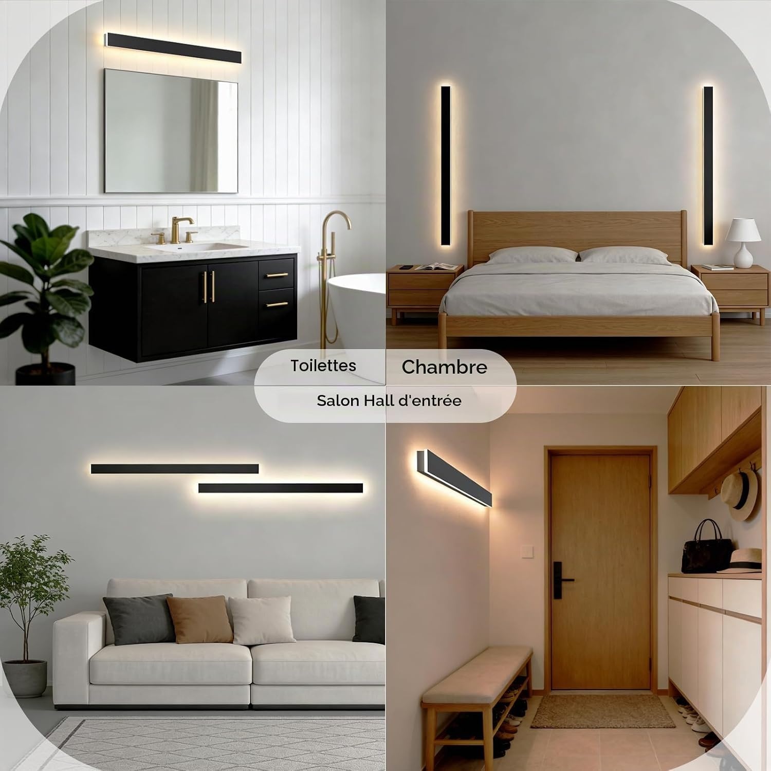 Applique Murale LED 60 cm Noir - 3 Températures - 31% de remise