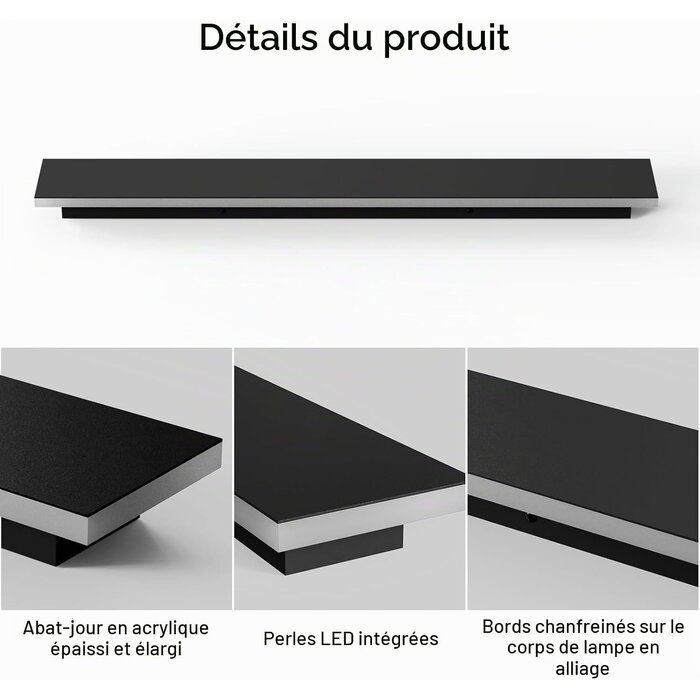 Applique Murale LED 60 cm Noir - 3 Températures - 31% de remise