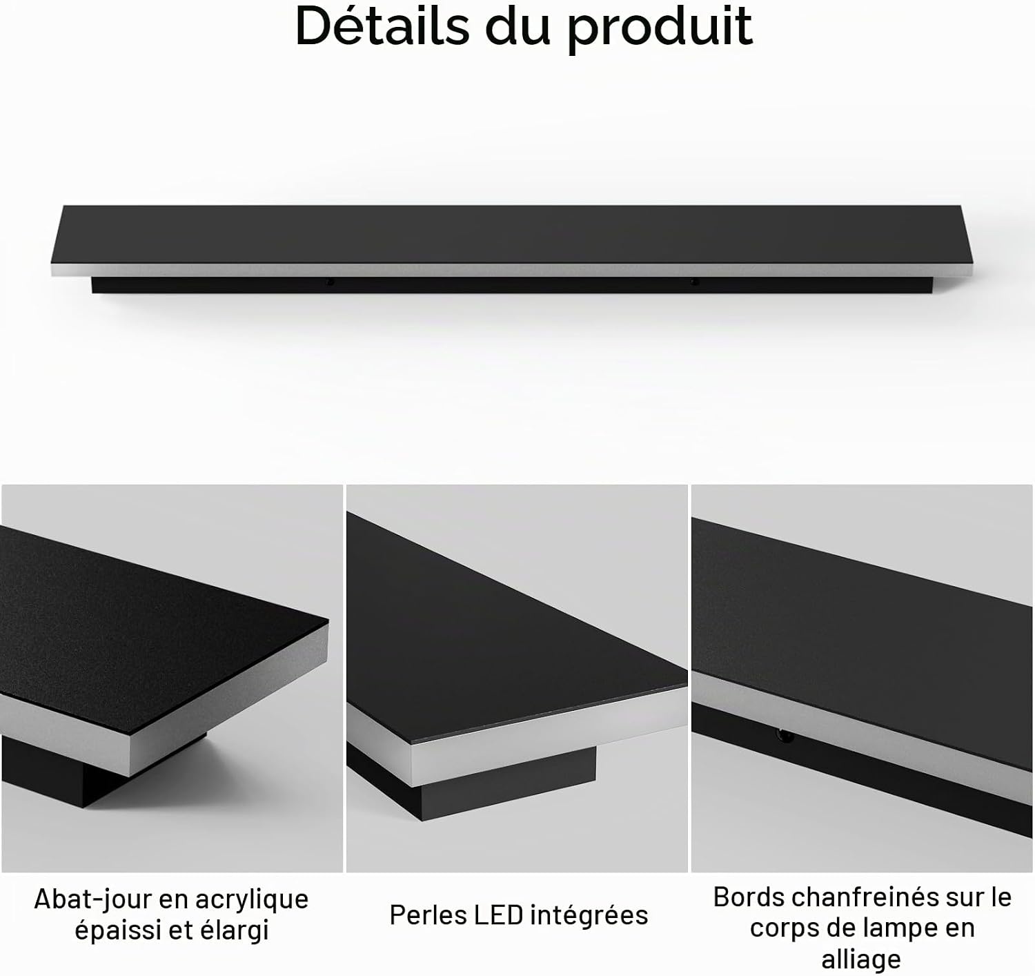 Applique Murale LED 60 cm Noir - 3 Températures - 31% de remise