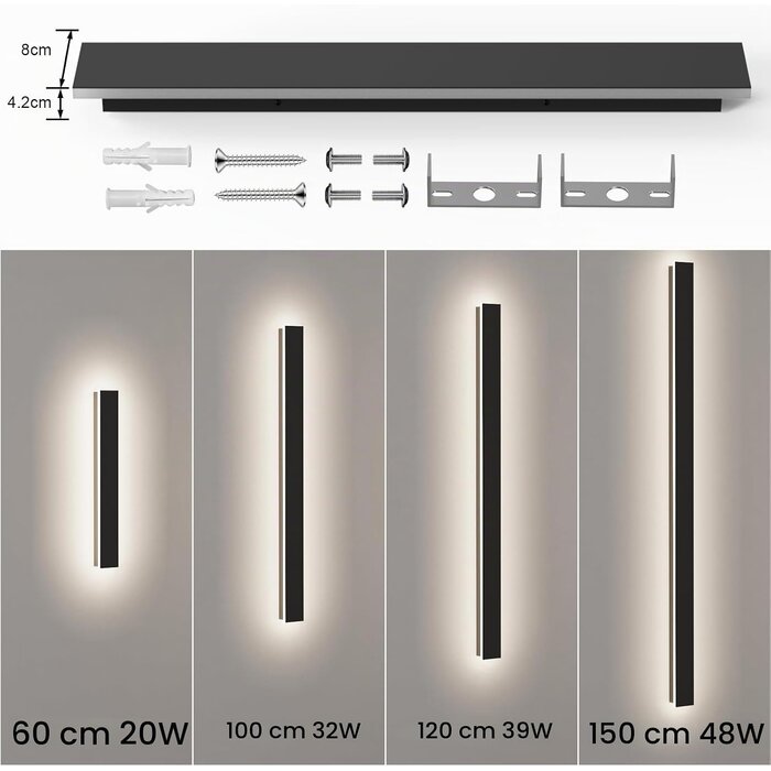 Applique Murale LED 60 cm Noir - 3 Températures - 31% de remise