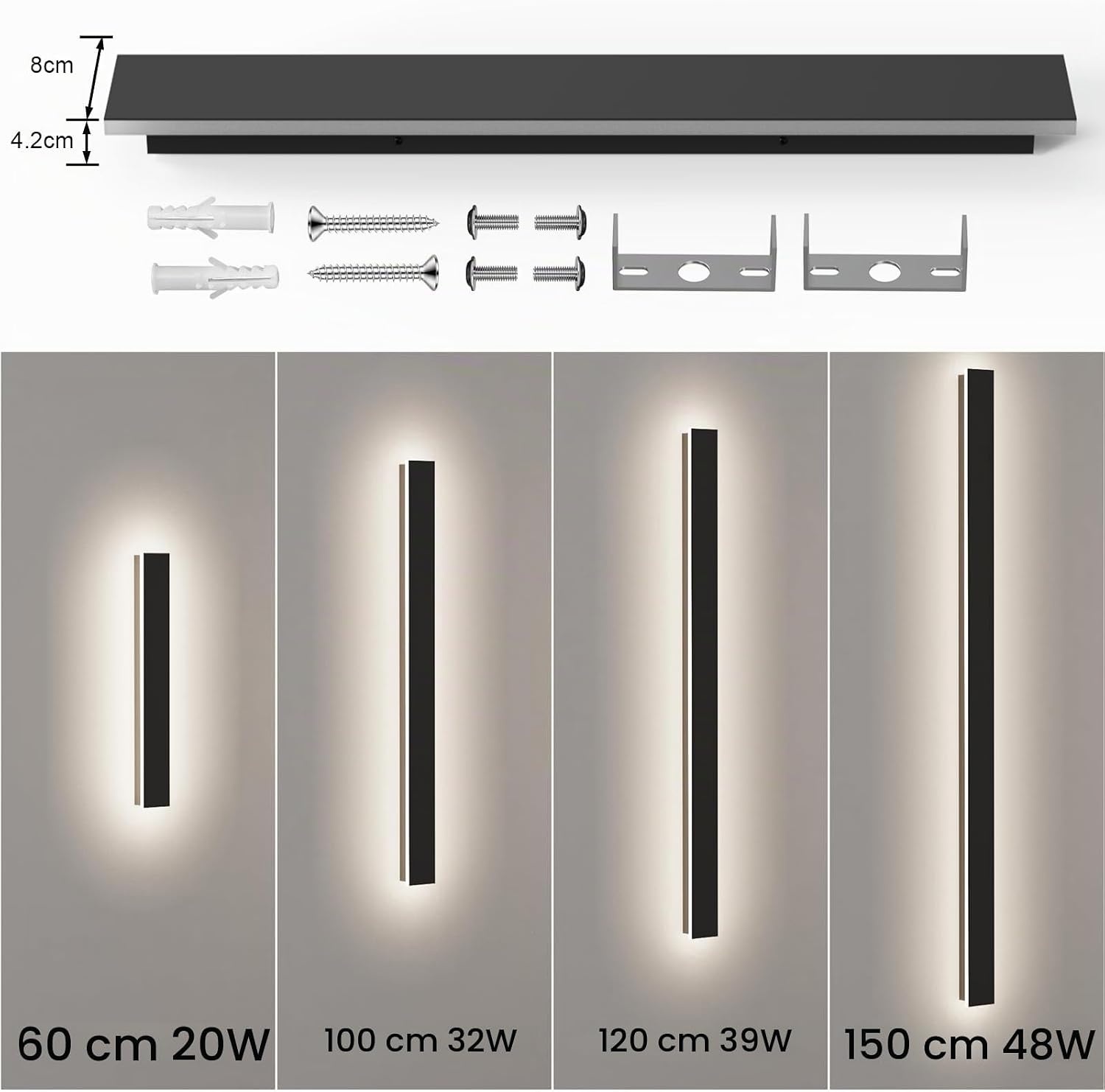 Applique Murale LED 60 cm Noir - 3 Températures - 31% de remise