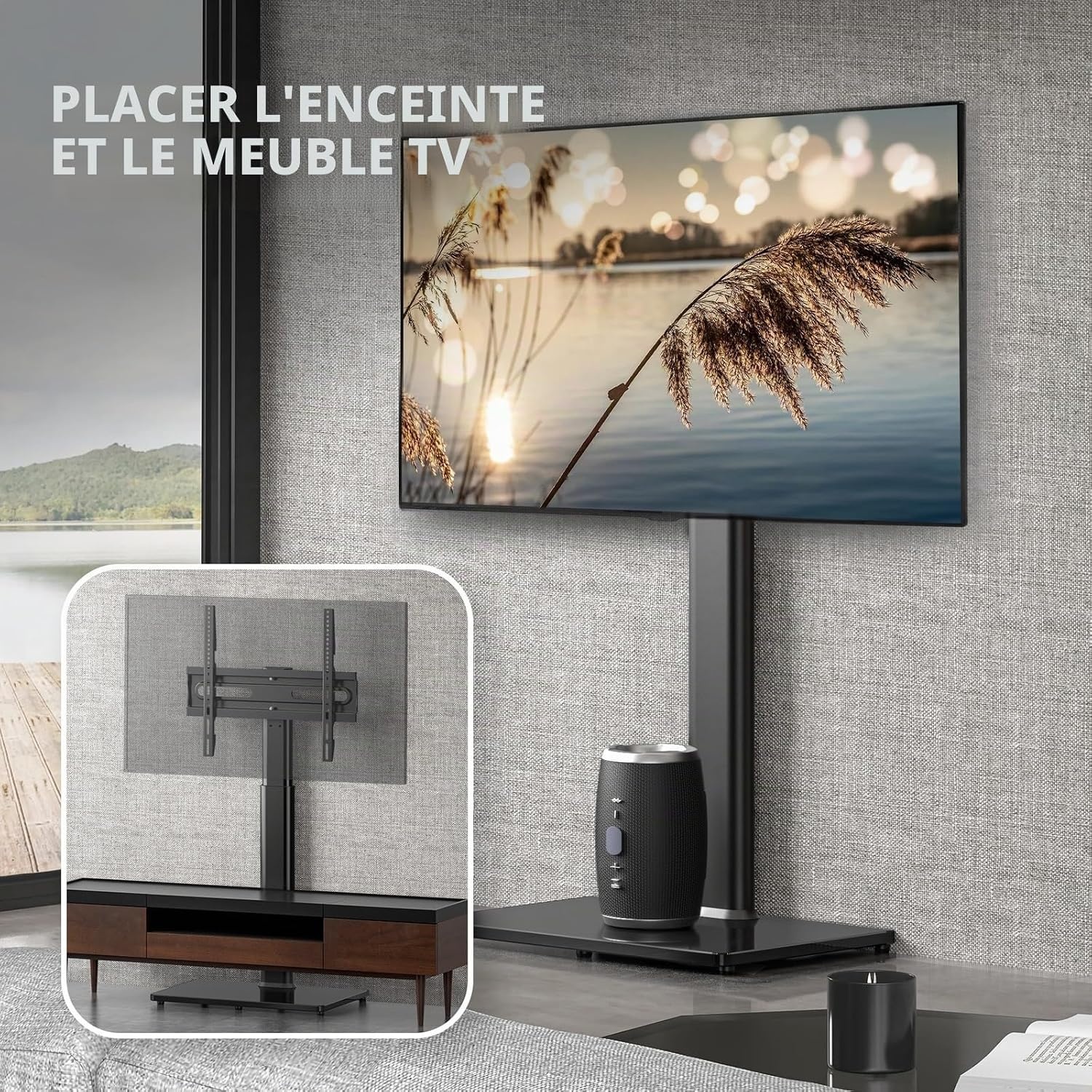Support TV sur pied universel 27-65 pouces - Noir - 34% de remise