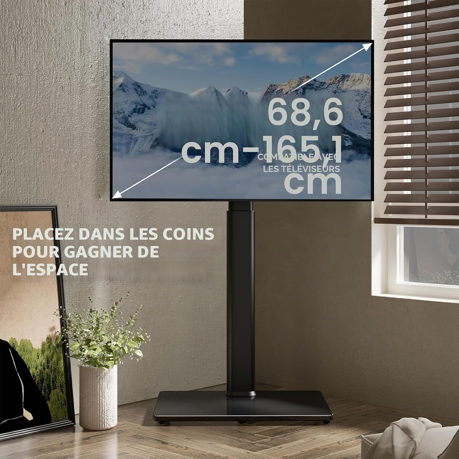 Support TV sur pied universel 27-65 pouces - Noir - 34% de remise