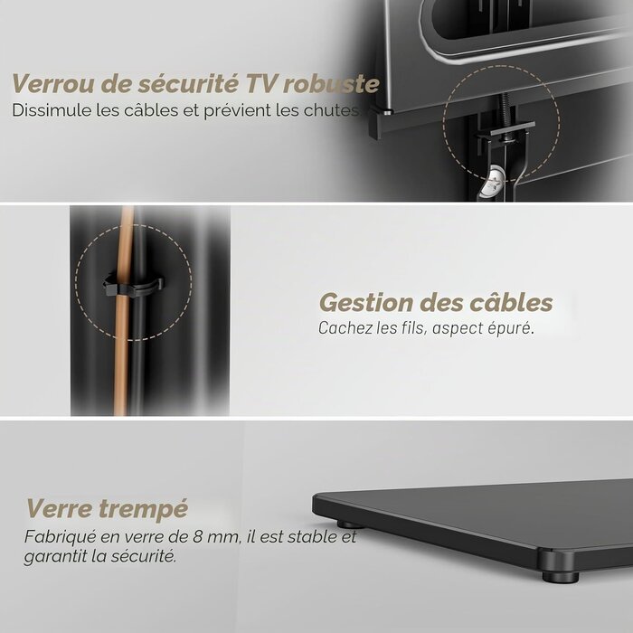 Support TV sur pied universel 27-65 pouces - Noir - 34% de remise