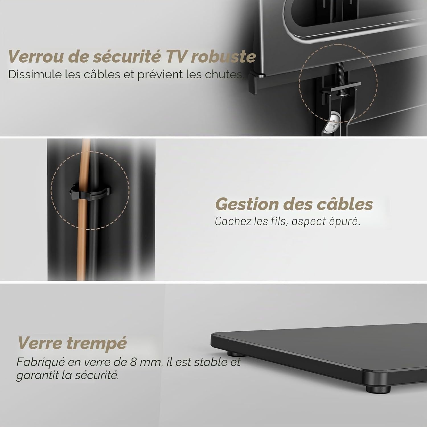Support TV sur pied universel 27-65 pouces - Noir - 34% de remise