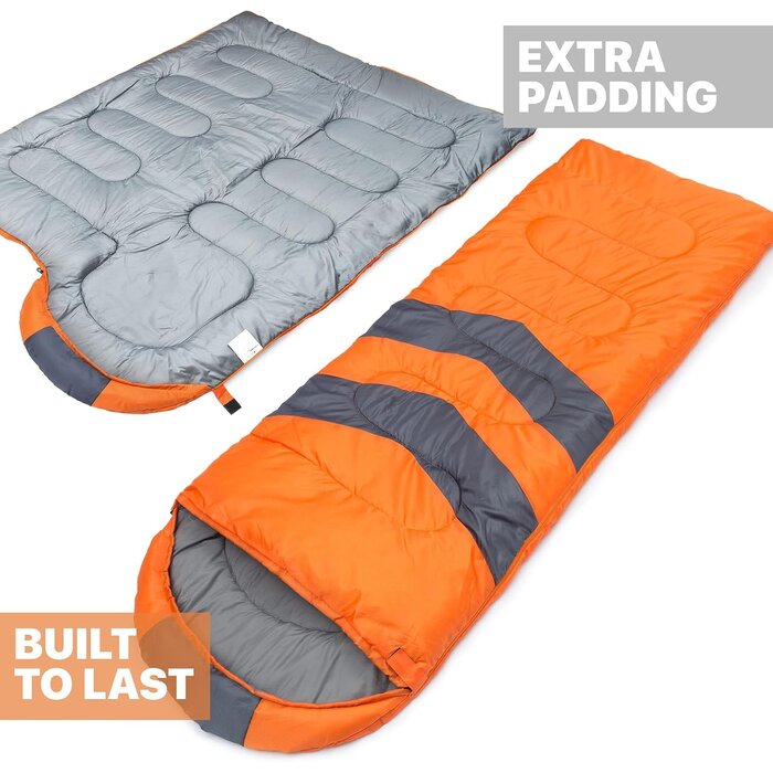 Sac de couchage 3 saisons 220 x 75 cm Orange - 27% de remise