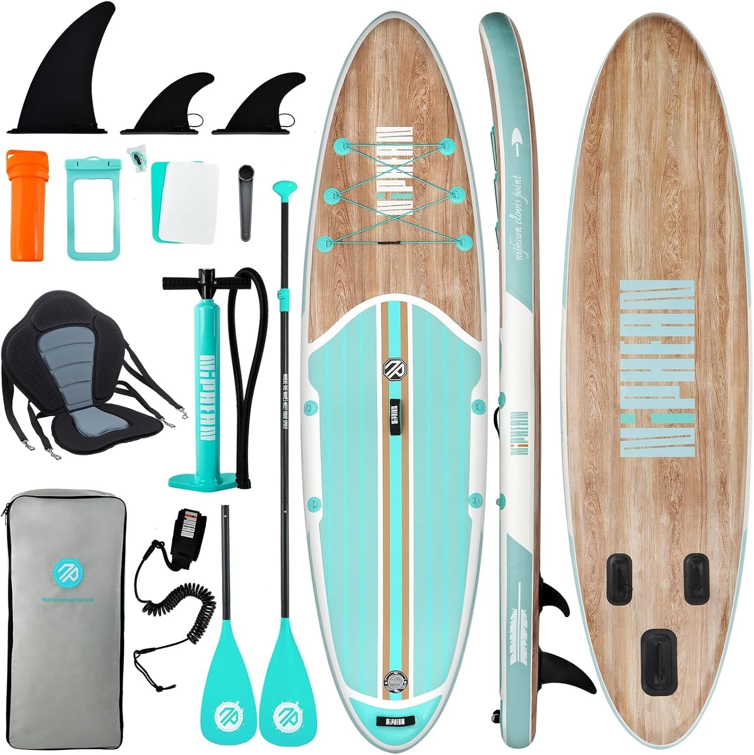 Paddle gonflable 320cm avec siège kayak - Vert Menthe - 35% de remise