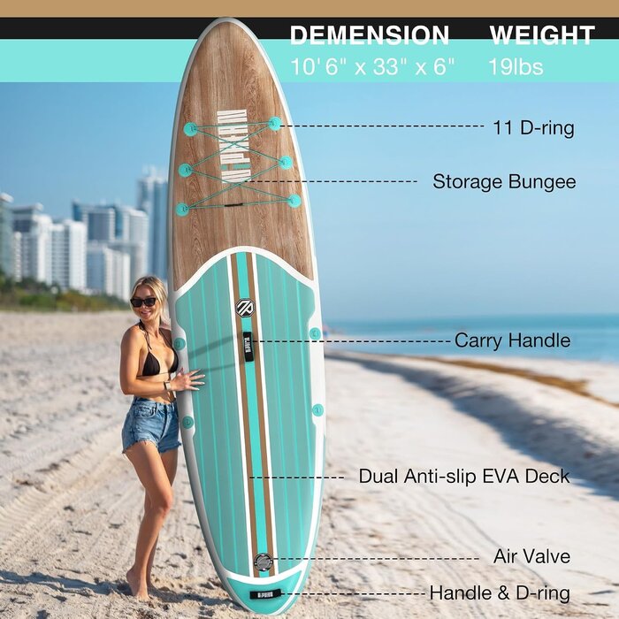 Paddle gonflable 320cm avec siège kayak - Vert Menthe - 35% de remise