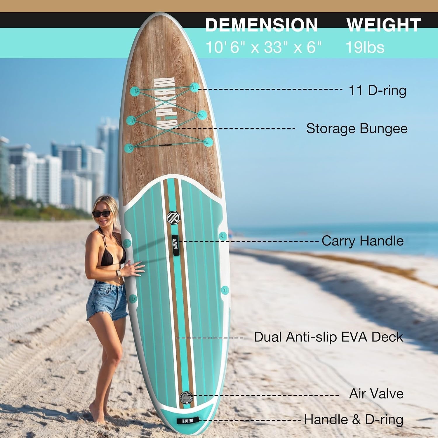 Paddle gonflable 320cm avec siège kayak - Vert Menthe - 35% de remise