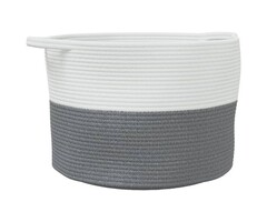 Vidaxl Panier à linge en coton gris et blanc Ø 55x36 cm - 40% de remise