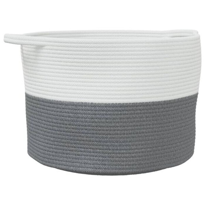 Panier à linge en coton gris et blanc Ø 55x36 cm - 29% de remise