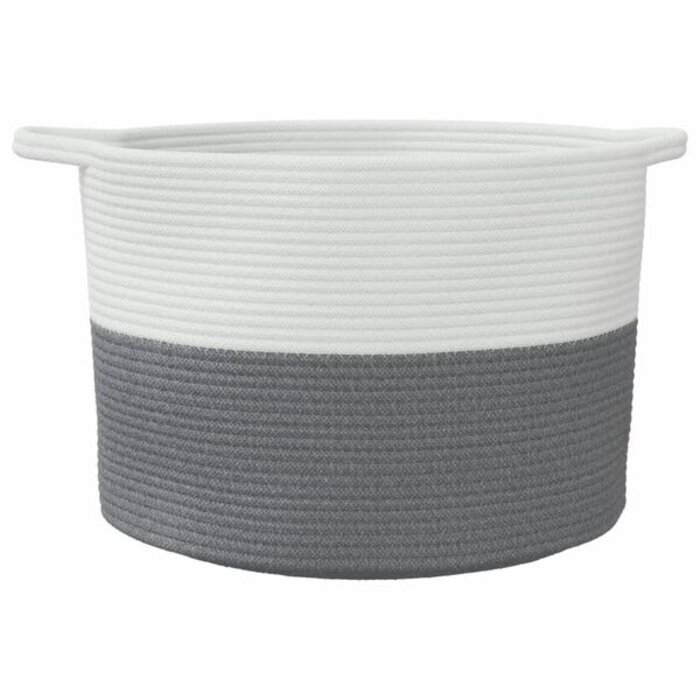 Panier à linge en coton gris et blanc Ø 55x36 cm - 29% de remise