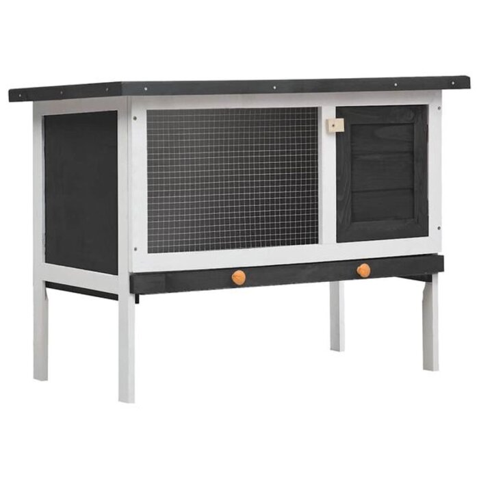 Clapier à lapins en bois gris 90x45x65cm - 33% de remise