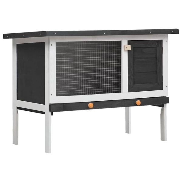 Clapier à lapins en bois gris 90x45x65cm - 33% de remise